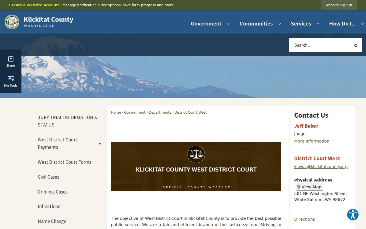 Klickitat County West District Court current schedule links