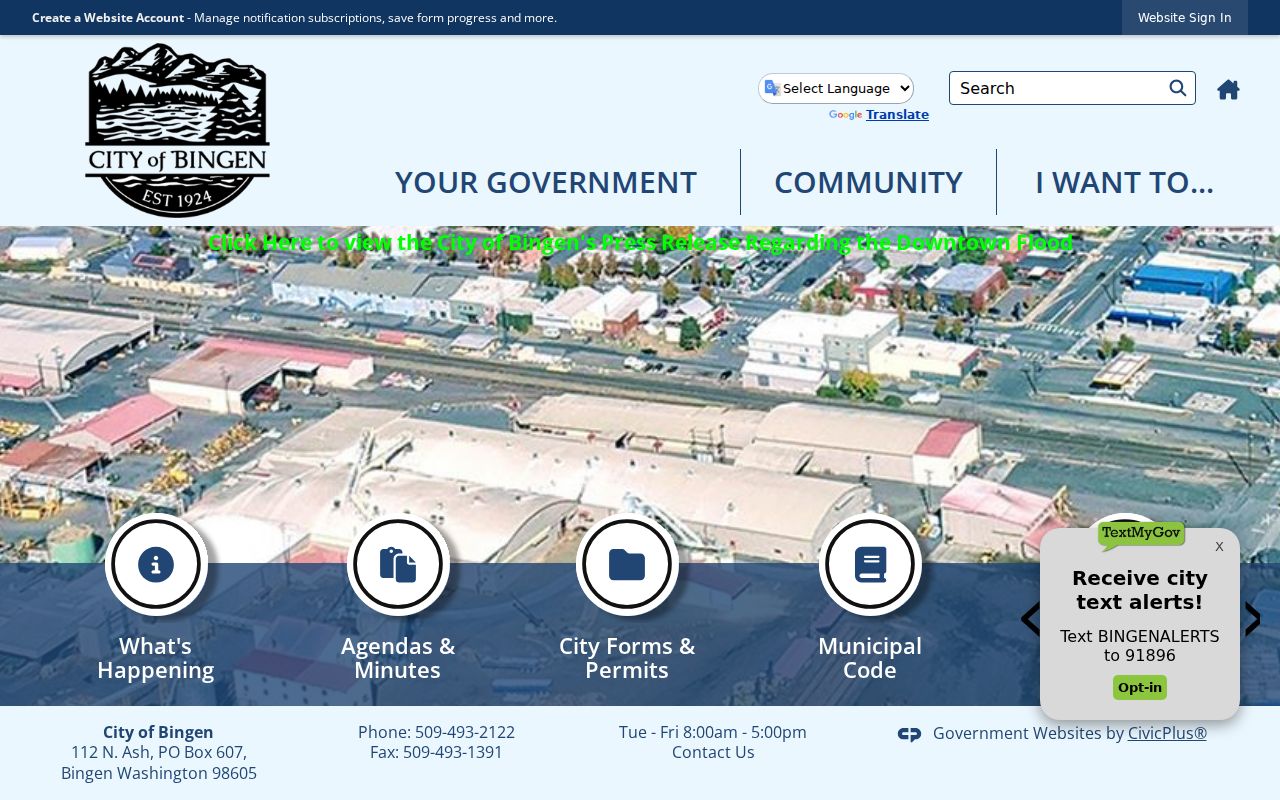 Bingen court records contrasted with the official city website